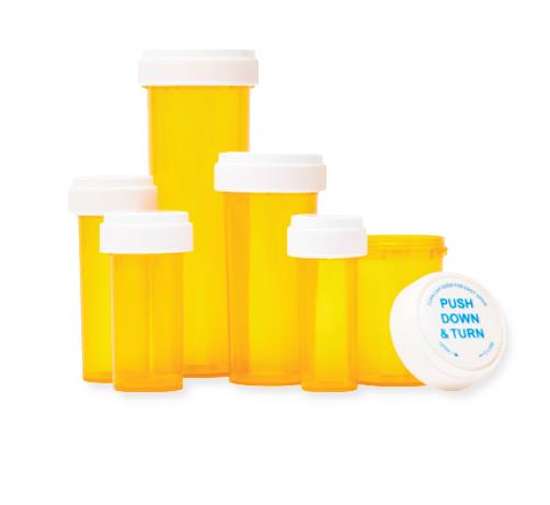 Medline Amber Prescription Vials with Reversible Cap - BeHope