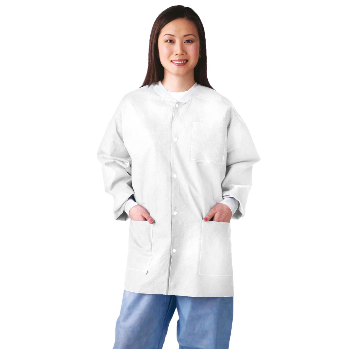 Medline Disposable Knit Cuff / Collar Multilayer SMS Lab Jackets