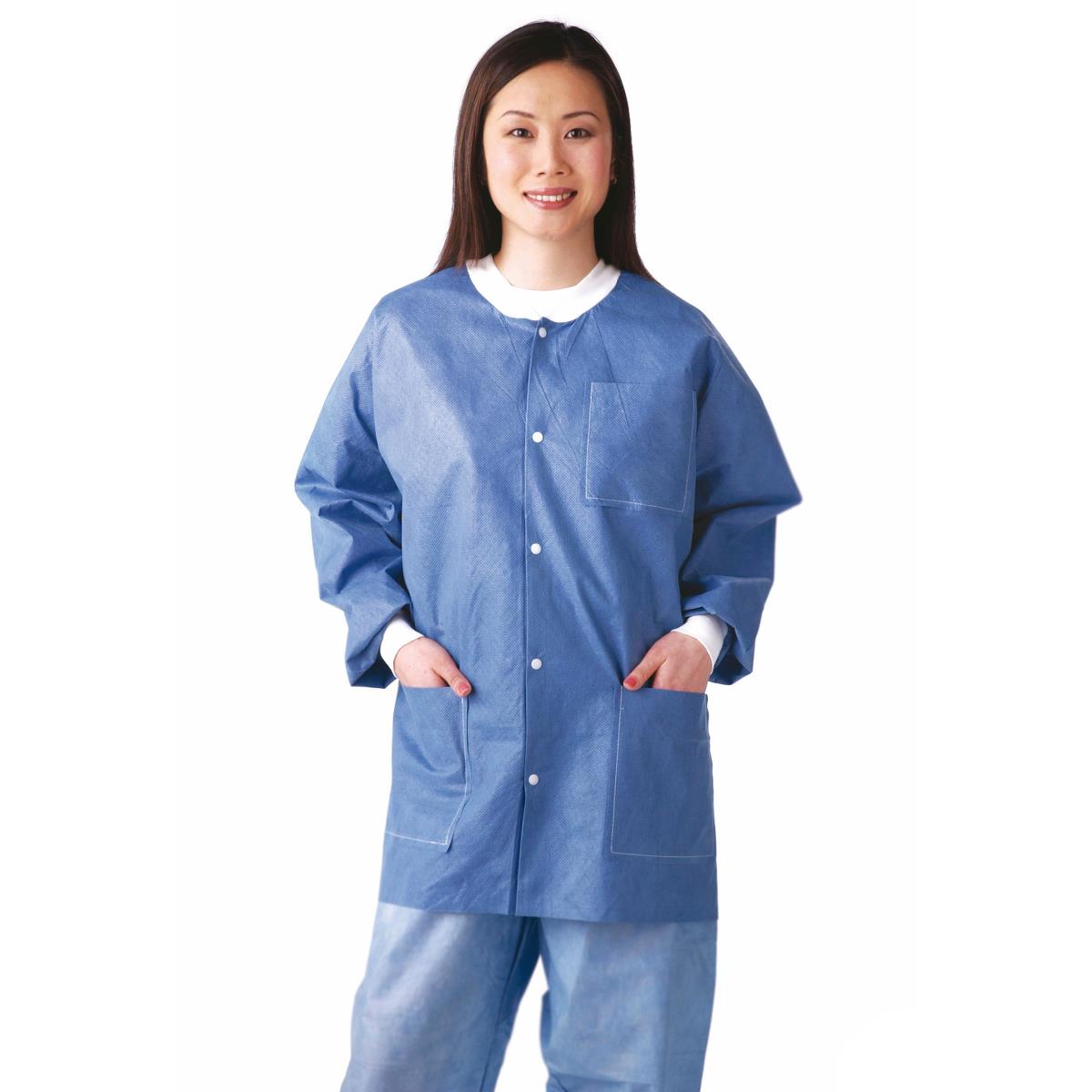 Medline Disposable Knit Cuff / Collar Multilayer SMS Lab Jackets