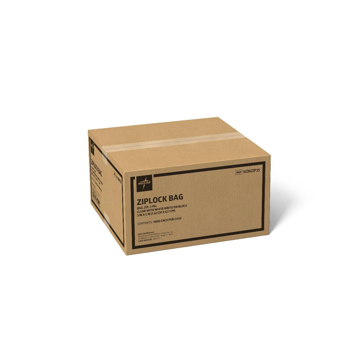 Medline Plastic Zip Closure Bags with White Write-On Block