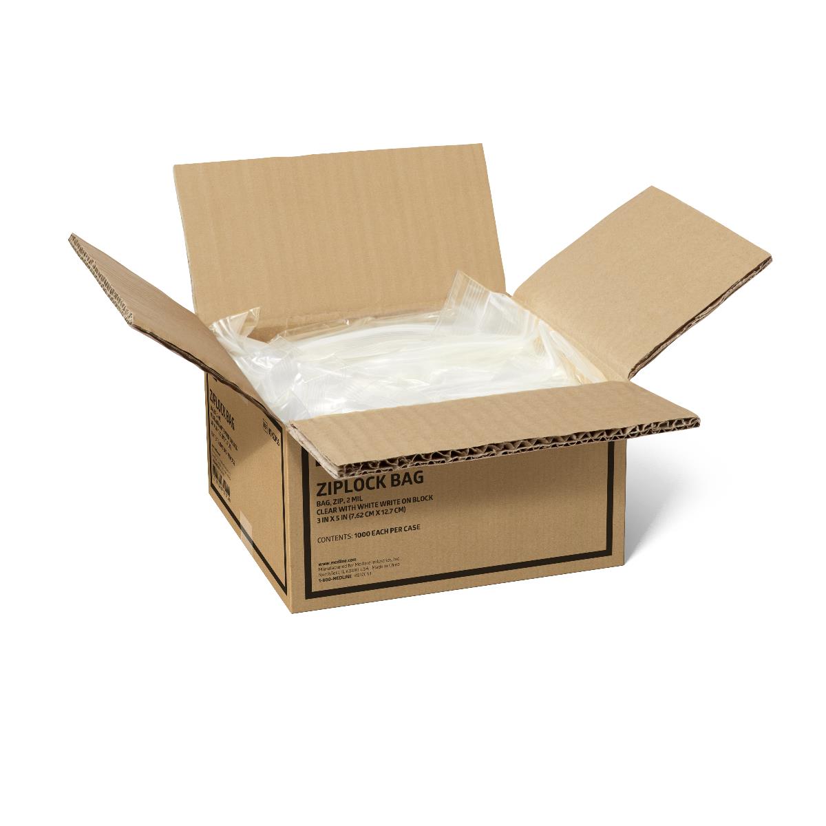 Medline Plastic Zip Closure Bags with White Write-On Block