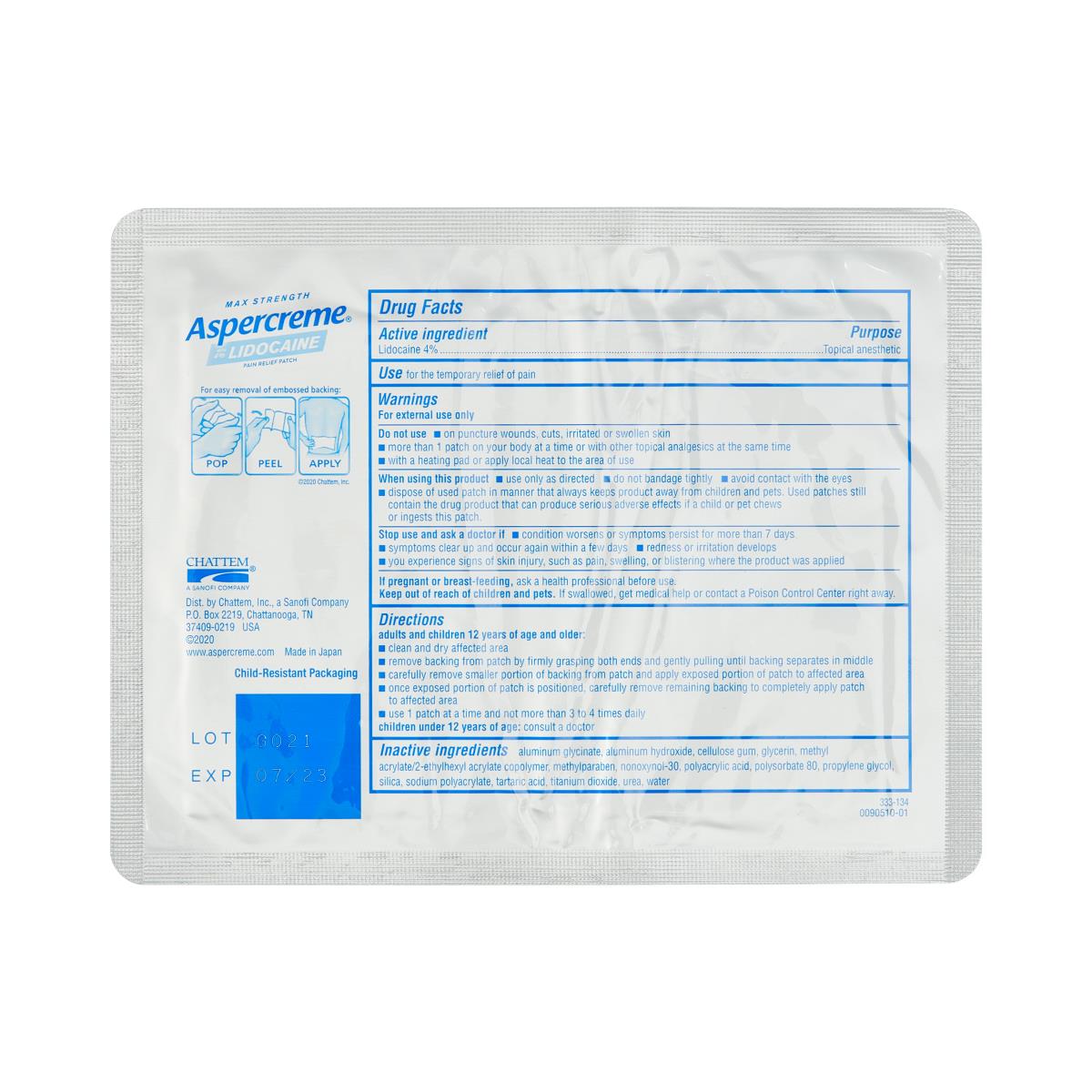 Aspercreme Lidocaine Pain Relieving Patches