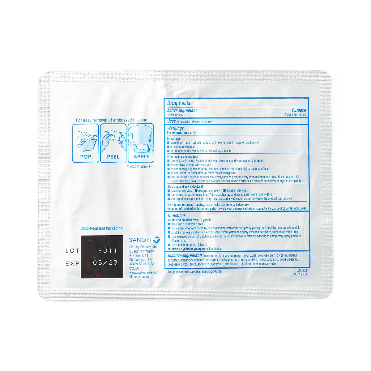 Aspercreme Lidocaine Pain Relieving Patches