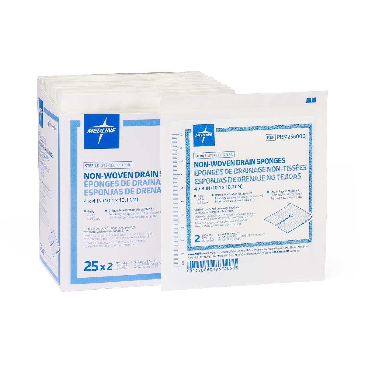 Medline Sterile Nonwoven Gauze Drain Sponges - BeHope