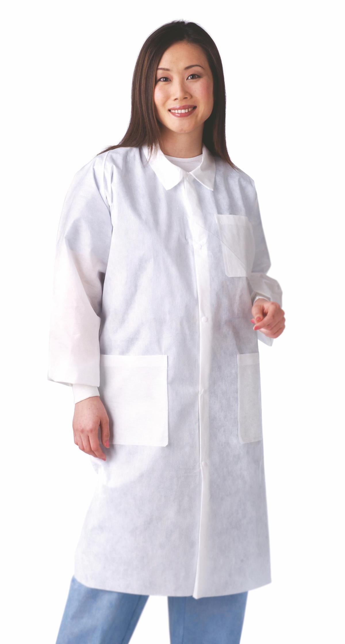 Lab Coat White 2x-large Mid Length 3-layer Sms Disposable - Behope