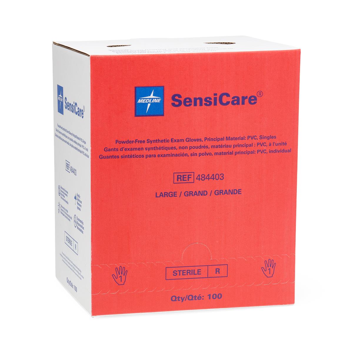 Sensicare powder-free stretch vinyl sterile exam gloves, inside of glove.