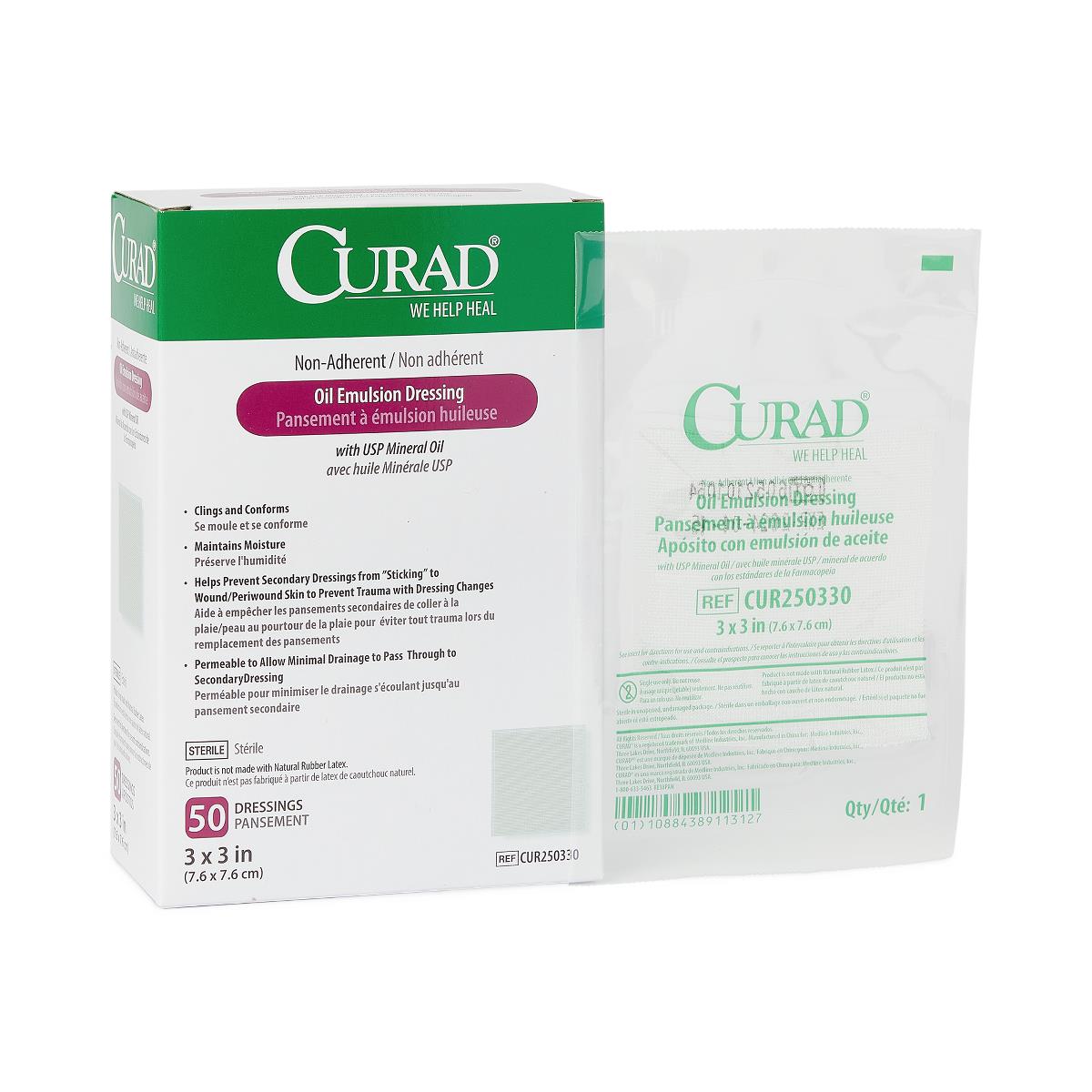CURAD Nonadherent Sterile Oil Emulsion Dressings