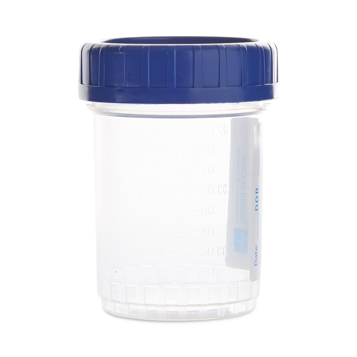 Click-N-Close Pneumatic Tube Specimen Containers with Blue Lid