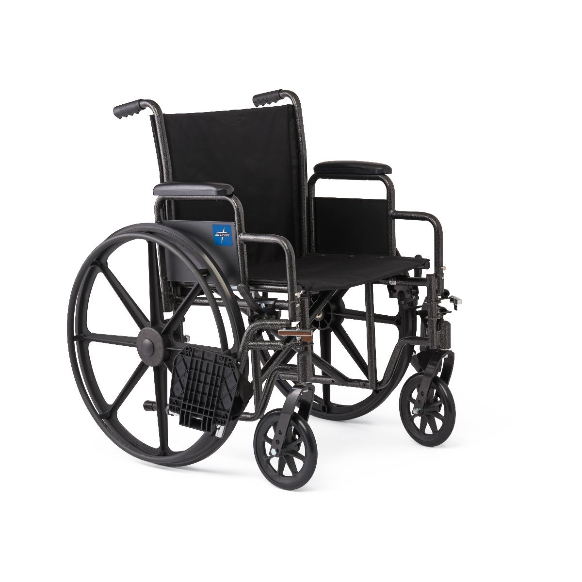 Medline Guardian K1 Wheelchair, rear view, highlighting push handles