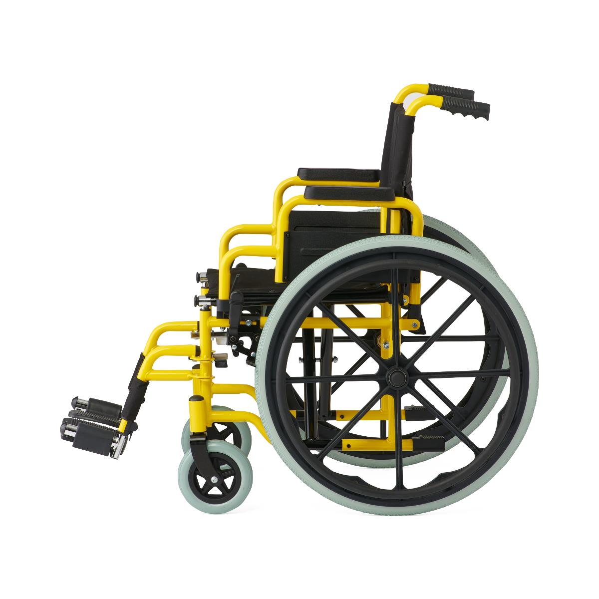 Medline Pediatric Wheelchair, close-up of footrests and leg supports.