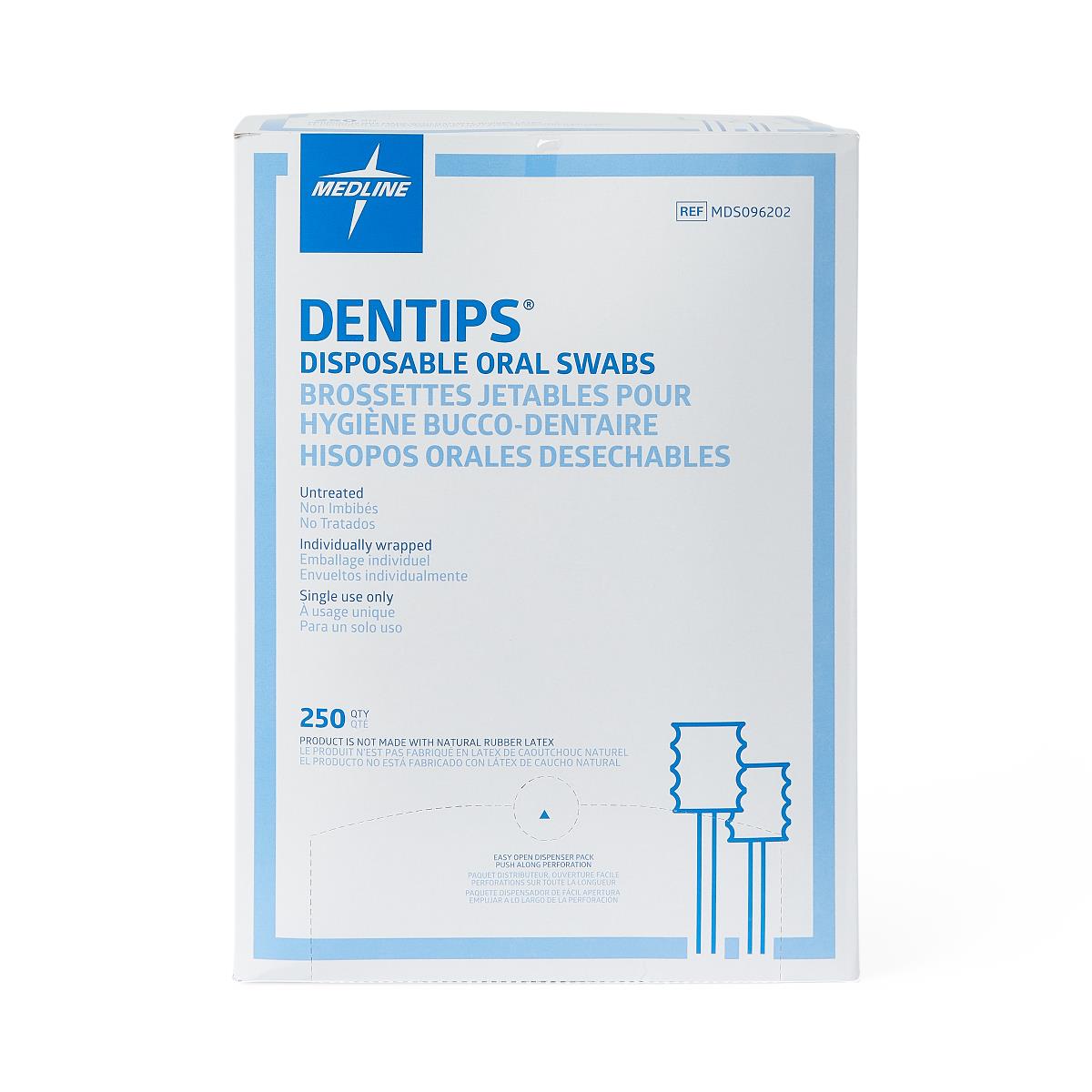 Medline Dentips untreated oral swab sticks, alternative angle.