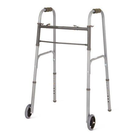 Medline Two-Button Folding Walkers with 5" Wheels - BeHope