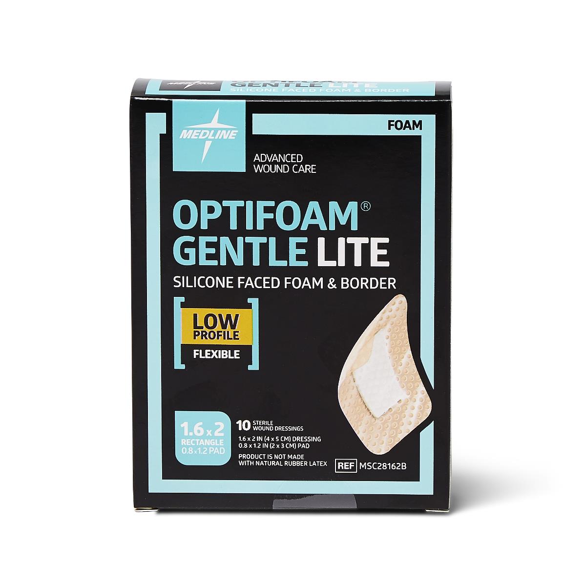 Optifoam Gentle Lite Foam Dressings, close-up of texture or packaging detail.