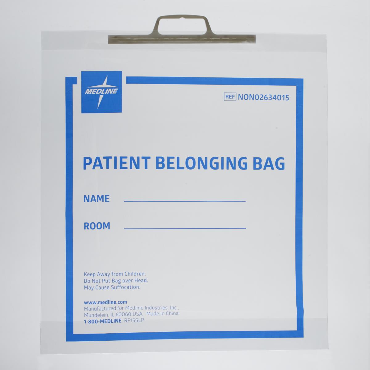 Medline Plastic Patient Belongings Bags with Rigid Handle