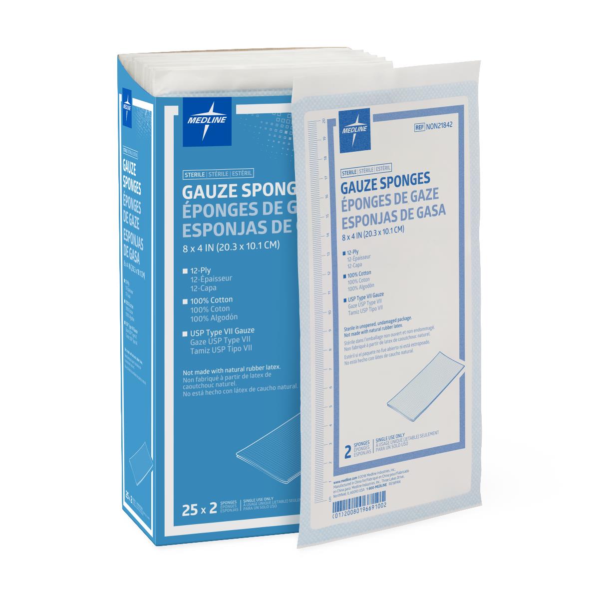 Medline Sterile 100% Cotton Woven Gauze Sponges - BeHope