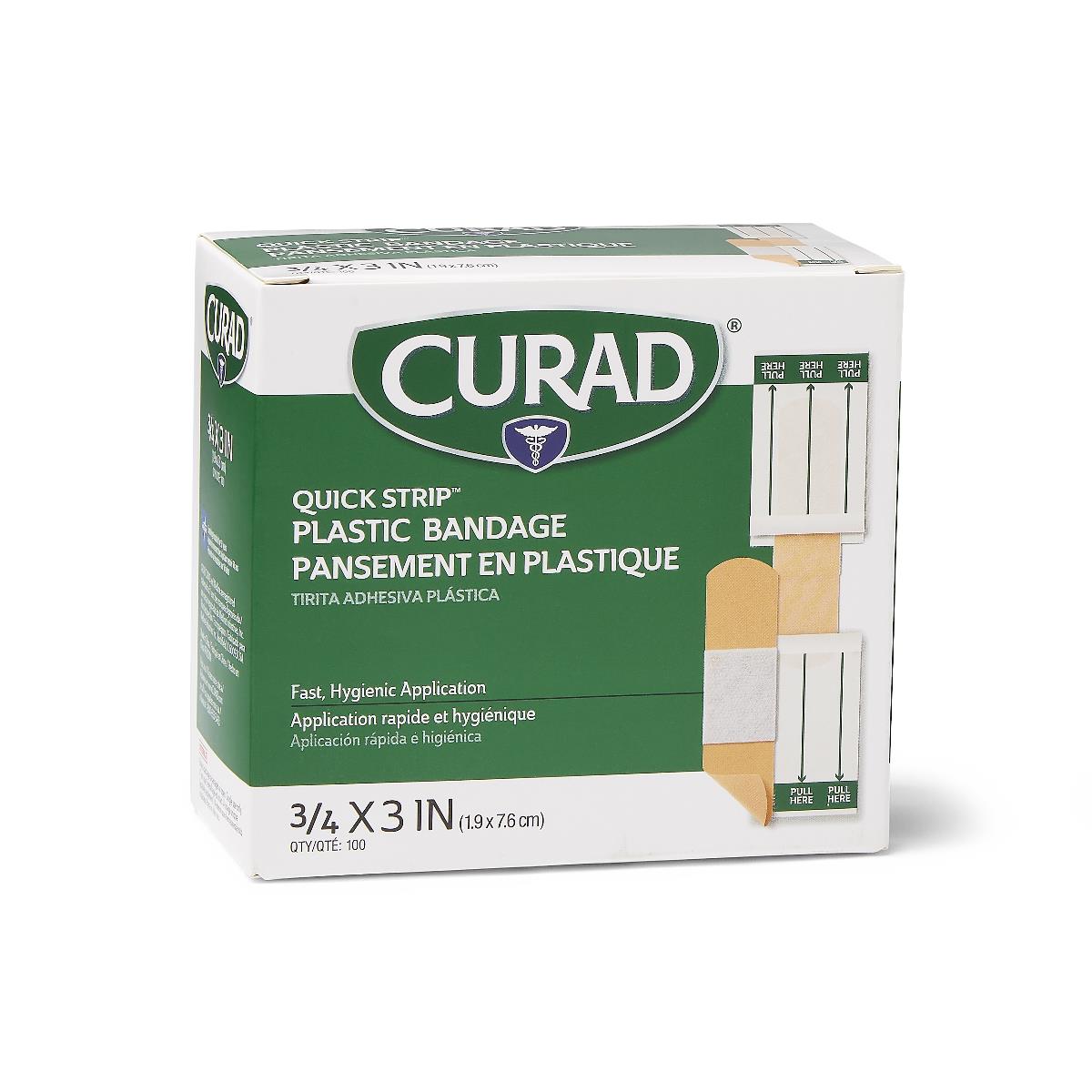 CURAD Quick Strip Plastic Adhesive Bandages - BeHope