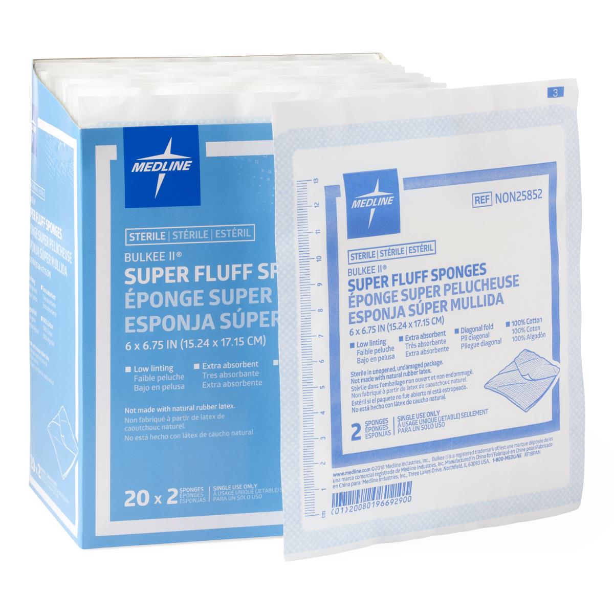 Medline Sterile Bulkee II Extra Absorbent Super Fluff Sponge - BeHope
