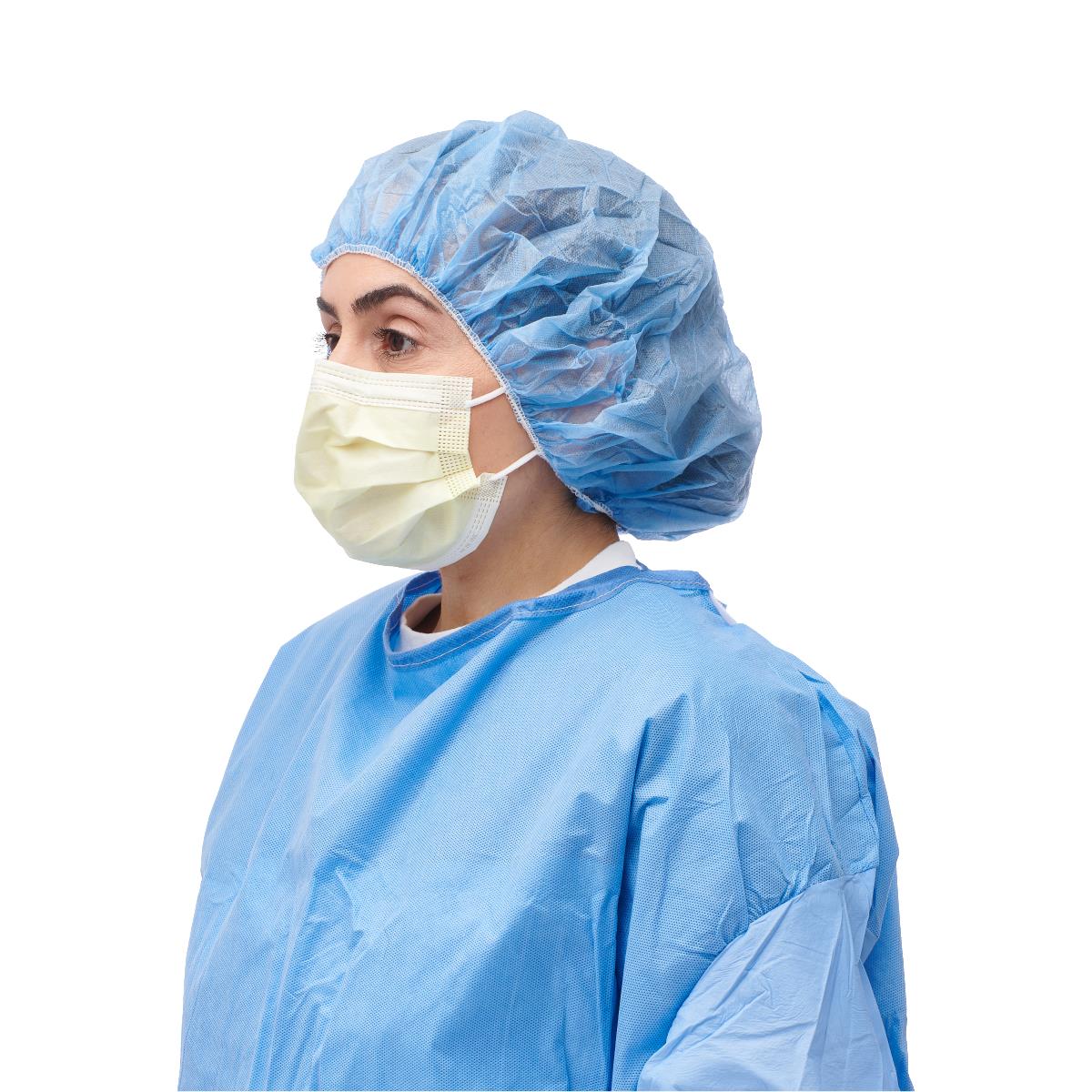 Medline ASTM Level 1 Yellow Procedure Face Mask with Ear Loops