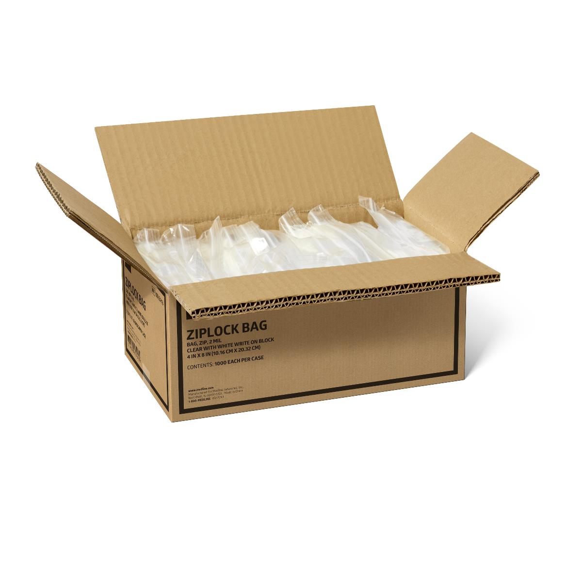 Medline Plastic Zip Closure Bags with White Write-On Block