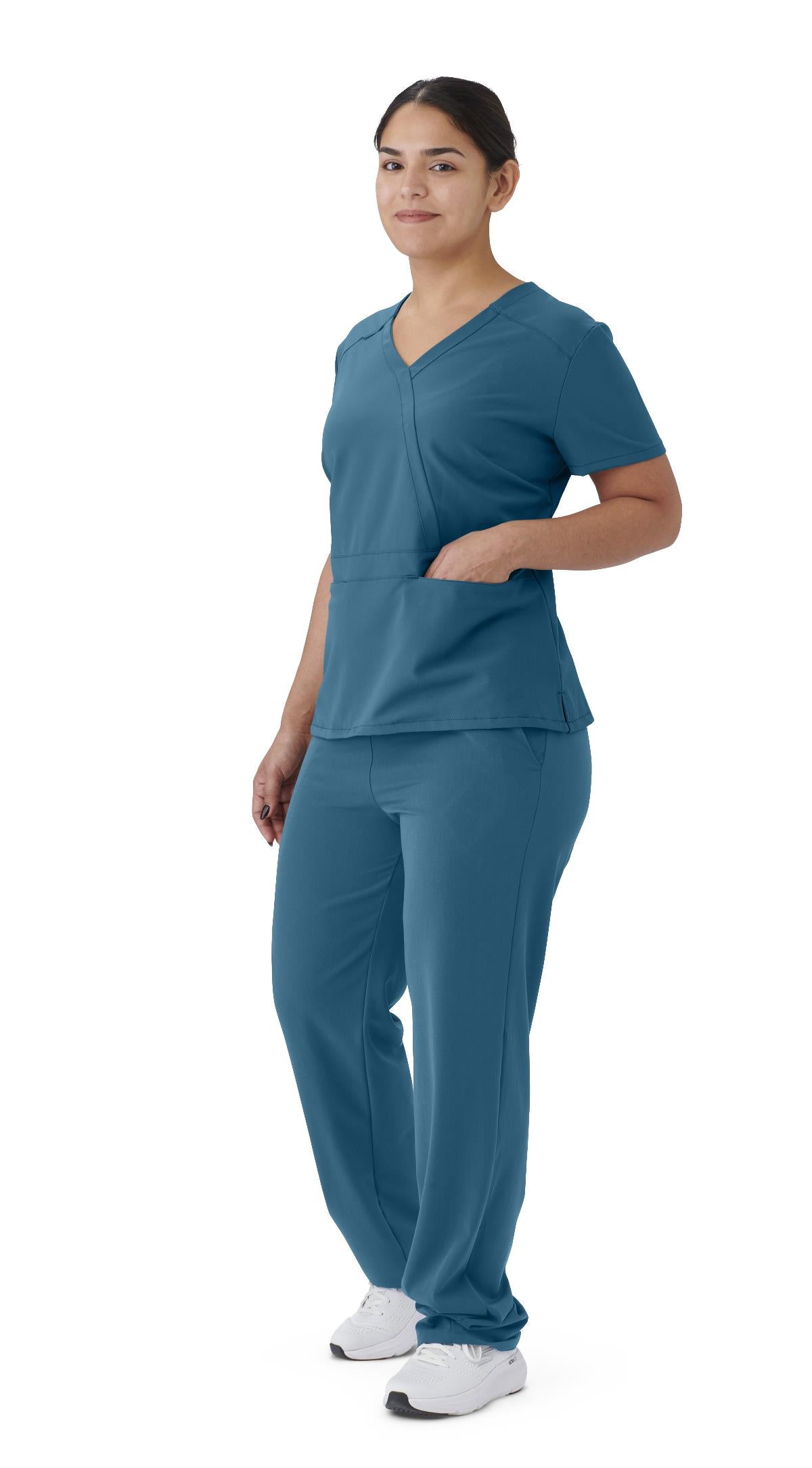 Brooklyn AVE Women's Mock Wrap 2-Pocket Scrub Tops (Style 48787)
