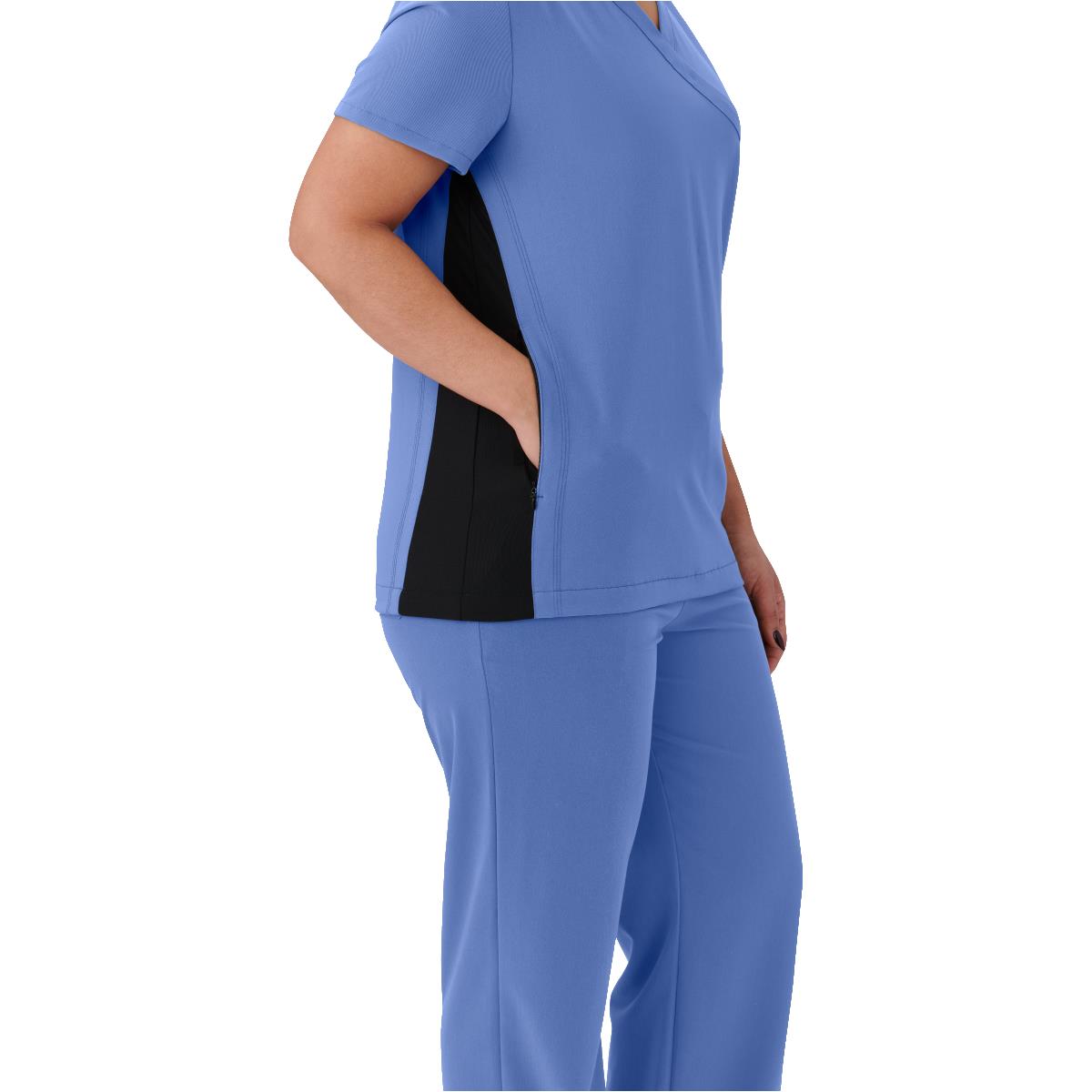 Staten AVE Women's Yoga-Style Scrub Tops with Zipper Pockets (Style 4865)