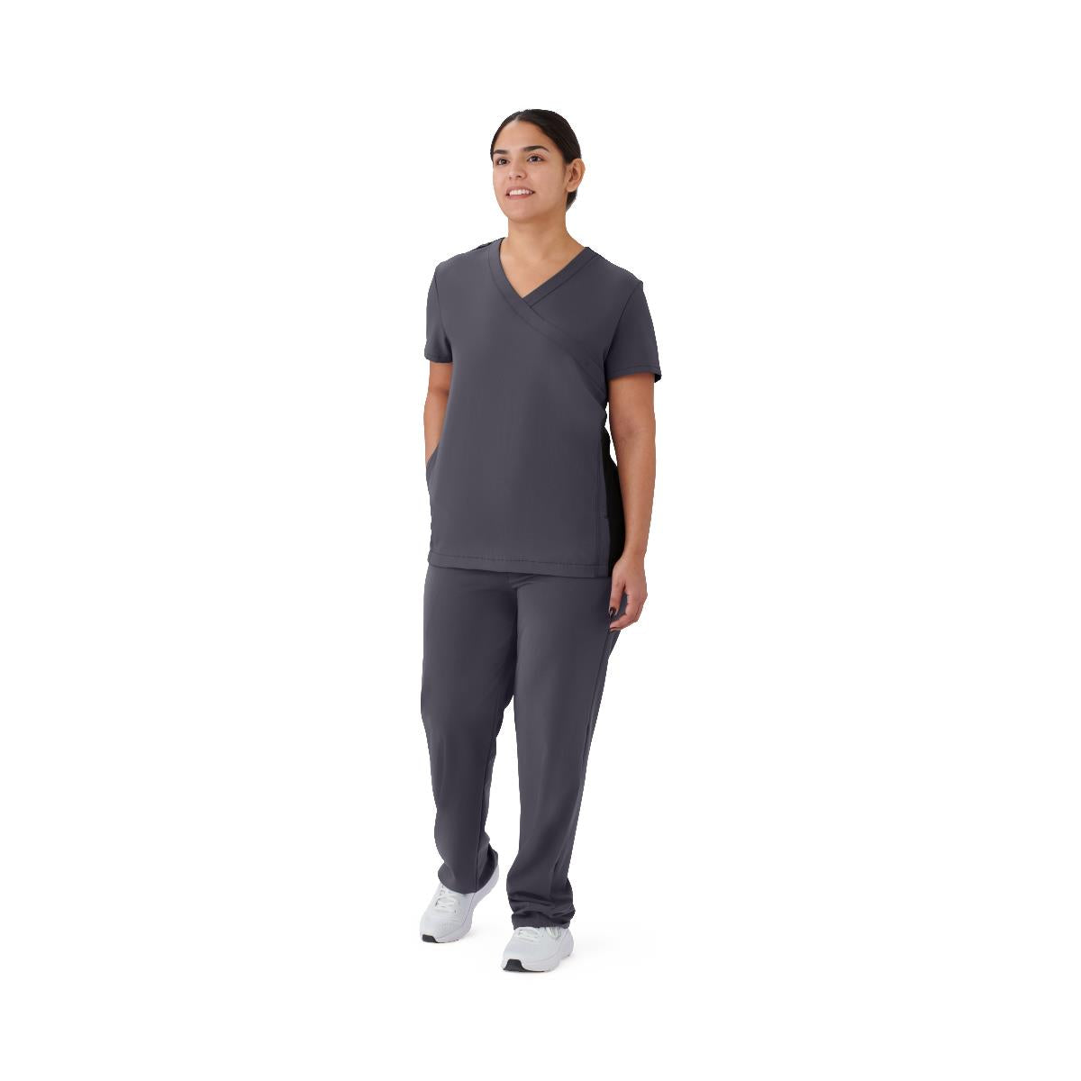 Staten AVE Women's Yoga-Style Scrub Tops with Zipper Pockets (Style 4865)