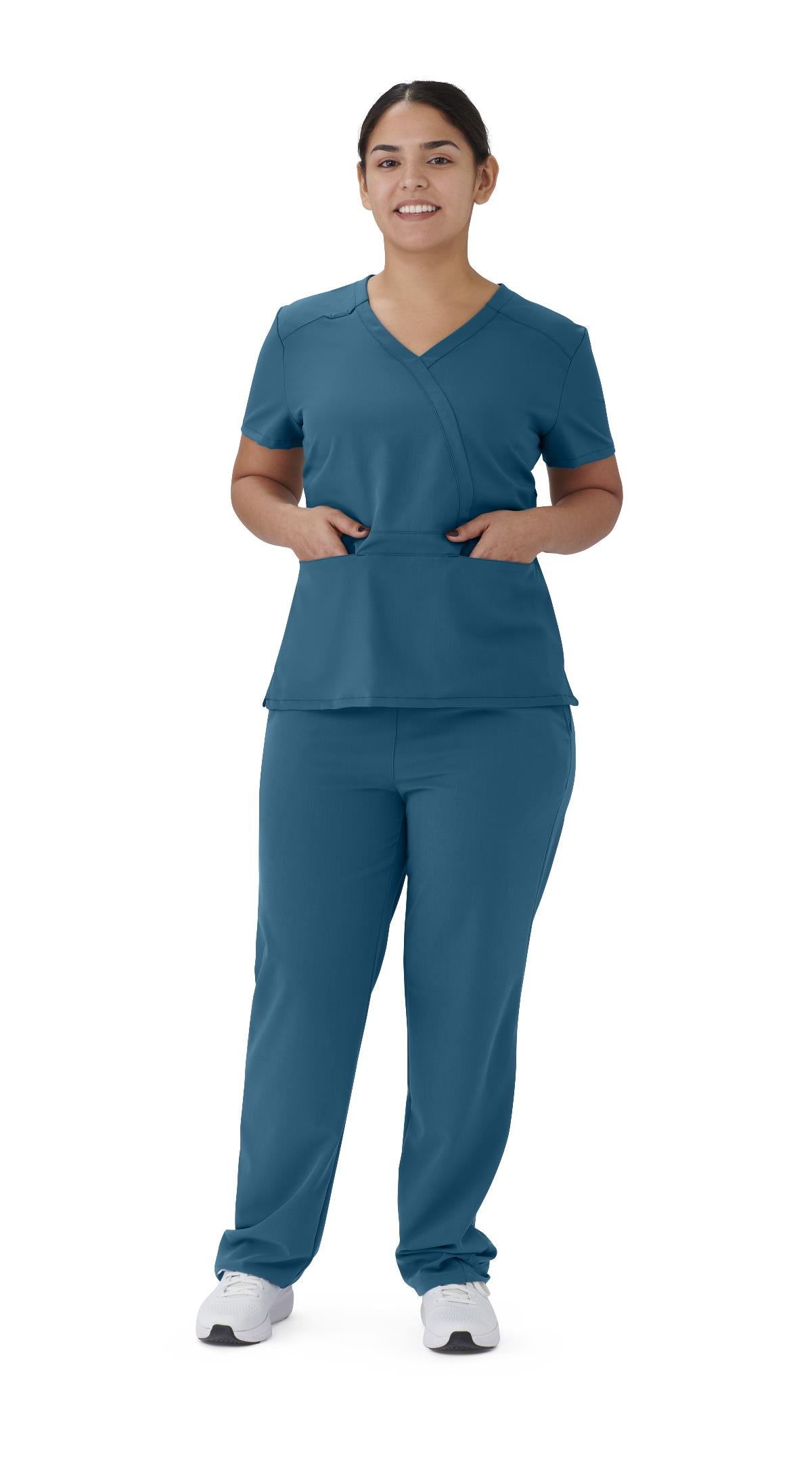 Brooklyn AVE Women's Mock Wrap 2-Pocket Scrub Tops (Style 48787)