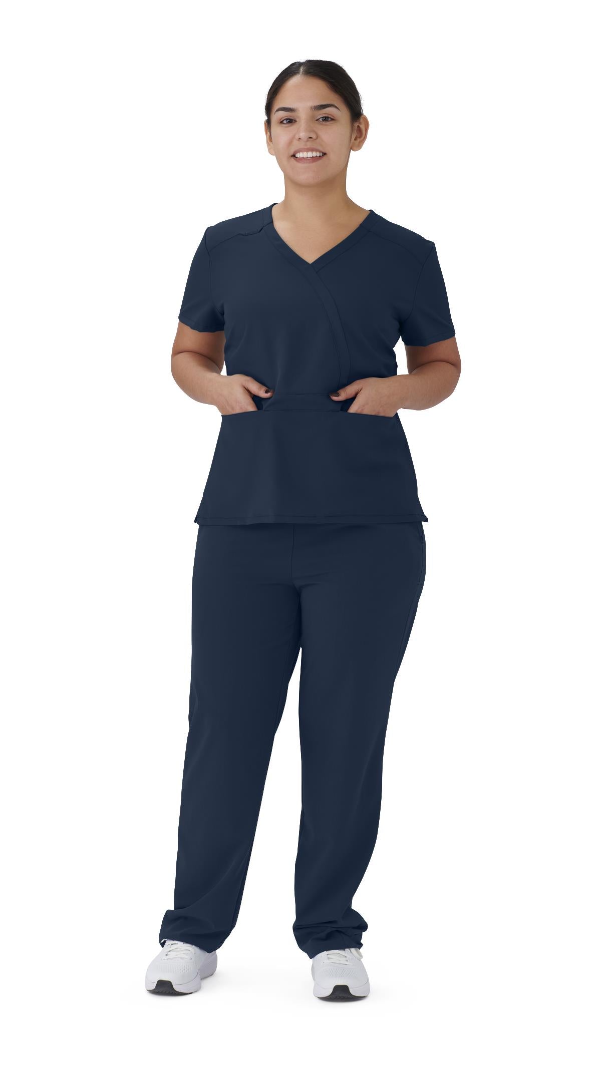 Brooklyn AVE Women's Mock Wrap 2-Pocket Scrub Tops (Style 48787)