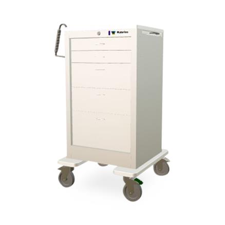 Light Gray Steel Treatment Cart with 5 Drawers