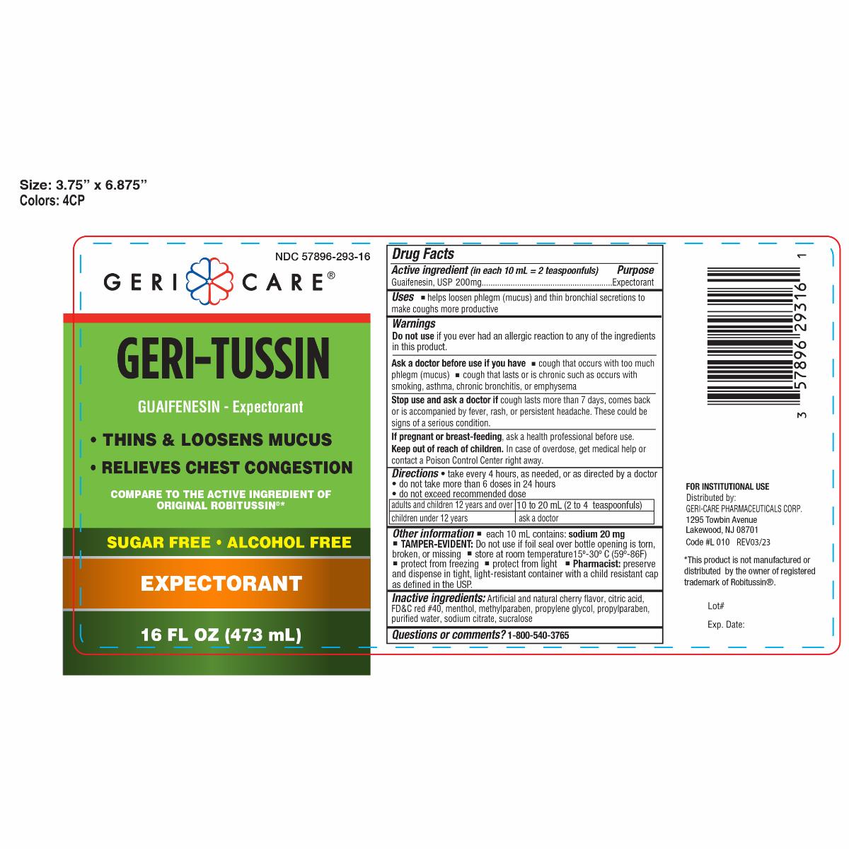 Geri-tussin Guaifenesin Expectorant Syrup - BeHope