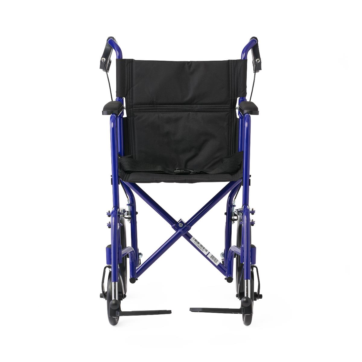 Aluminum basic transport chair, showing the braking mechanism.