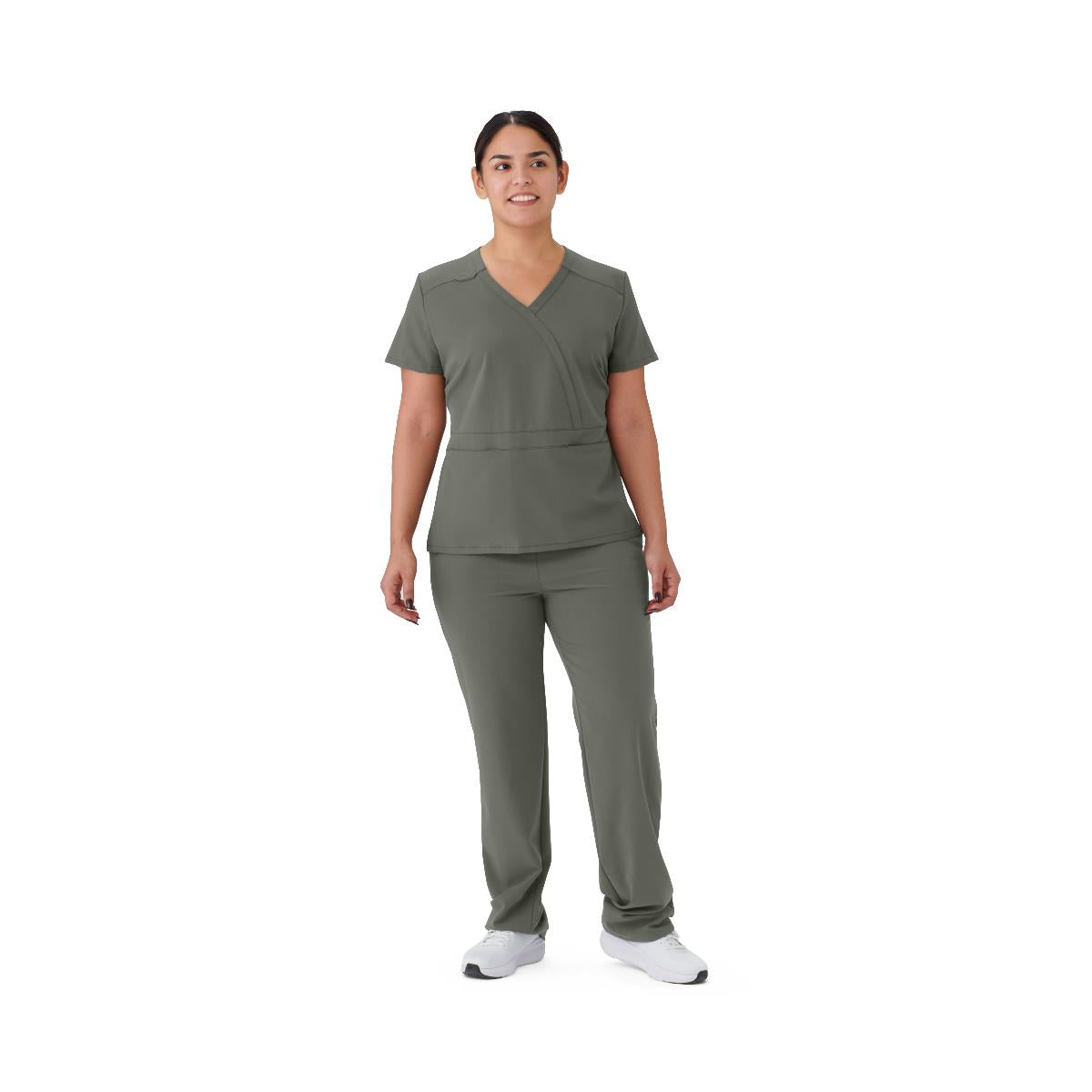 Brooklyn AVE Women's Mock Wrap 2-Pocket Scrub Tops (Style 48787)