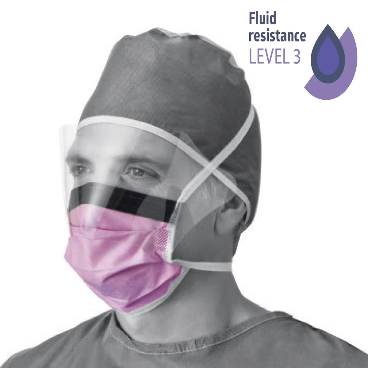Medline ASTM Level 3 Surgical Face Masks with Eye Shield