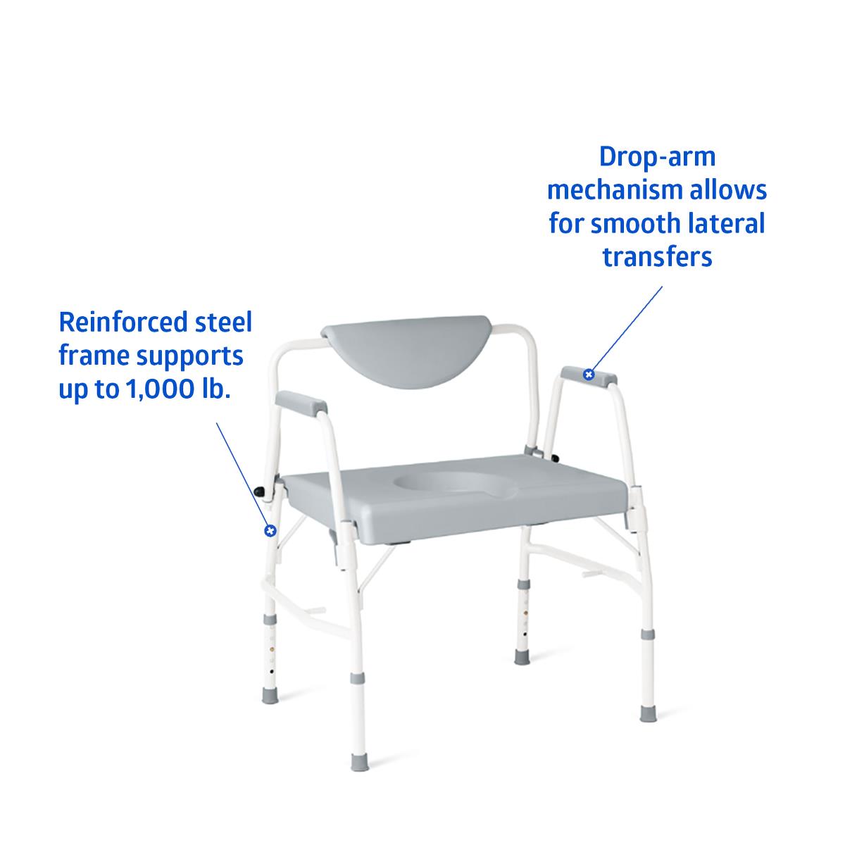 Medline Bariatric Drop-Arm Commode