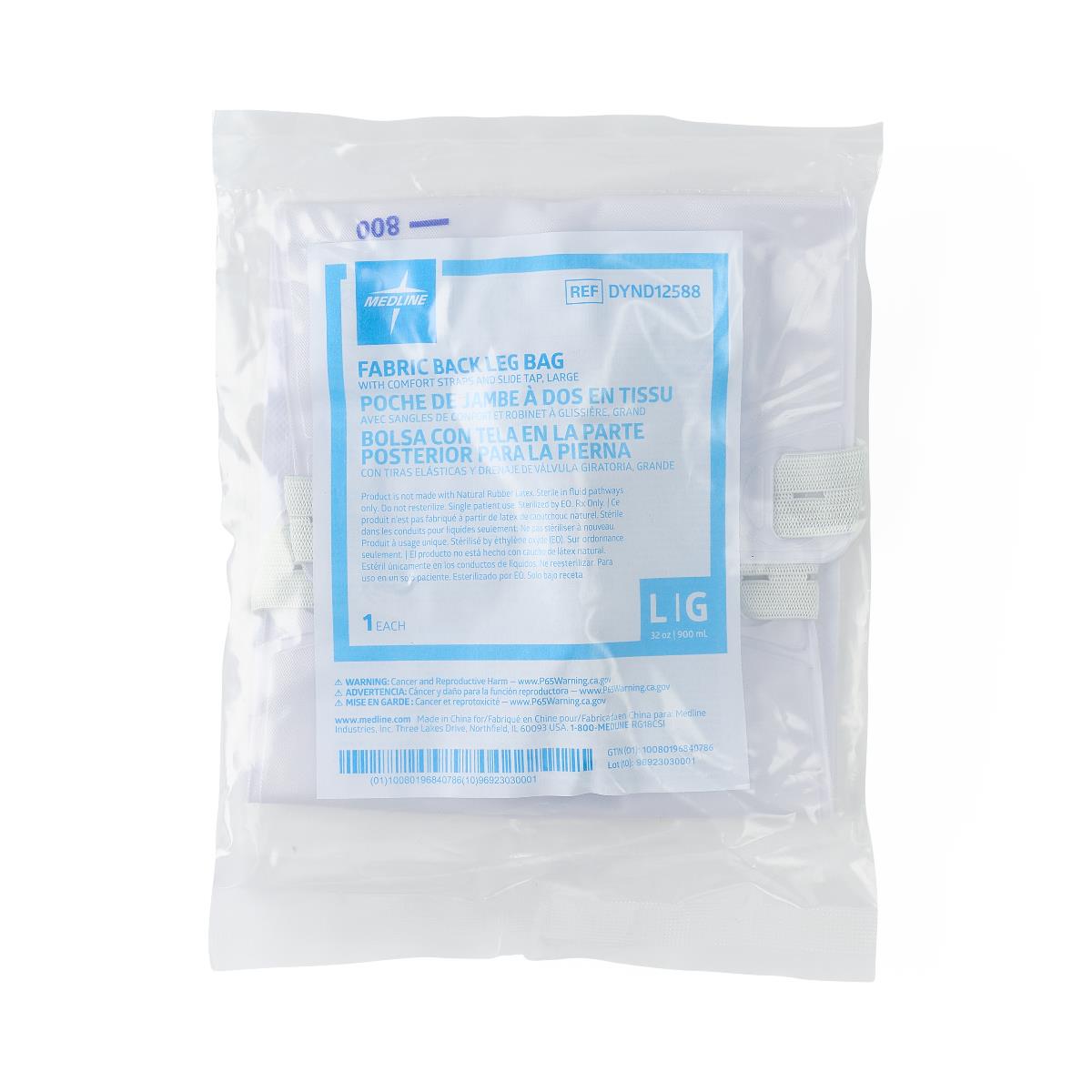 Urinary Leg Drain Bag With Elastic Straps Fabric Backing, Slide-tap Drainage Port