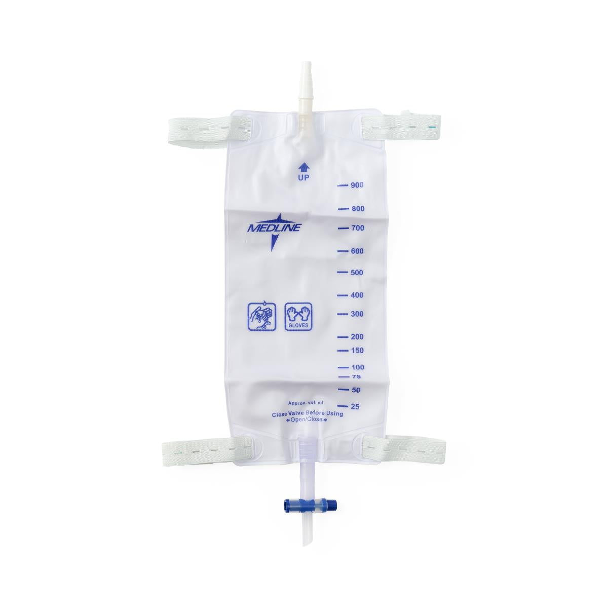 Urinary Leg Drain Bag With Elastic Straps Fabric Backing, Slide-tap Drainage Port