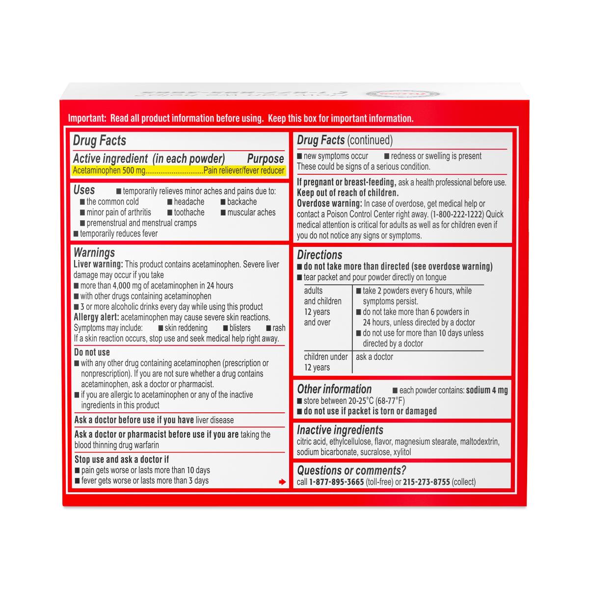 Tylenol Dissolve Powder Packs