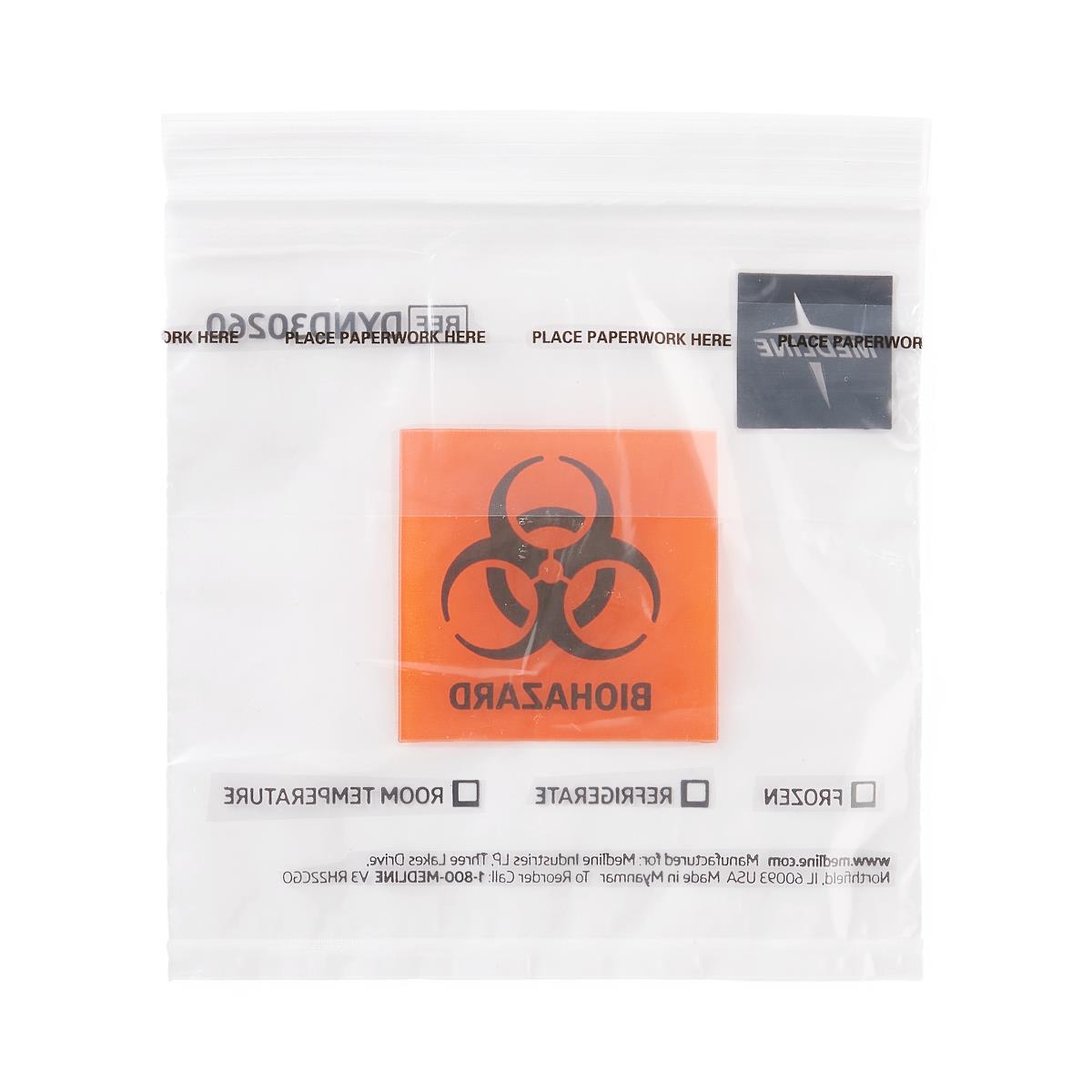 Medline Zip-Style Specimen Bags with Biohazard Symbol
