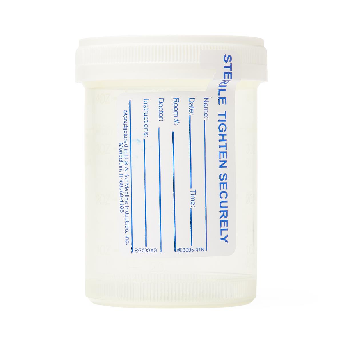 Medline Pneumatic Tube Specimen Containers with Sterile Path Label, White Lid