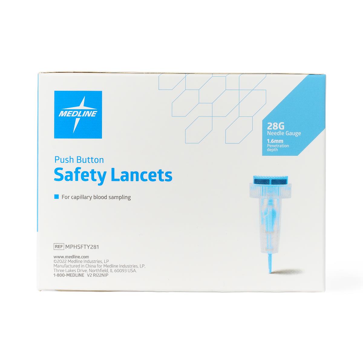 Medline Push Button Safety Lancets