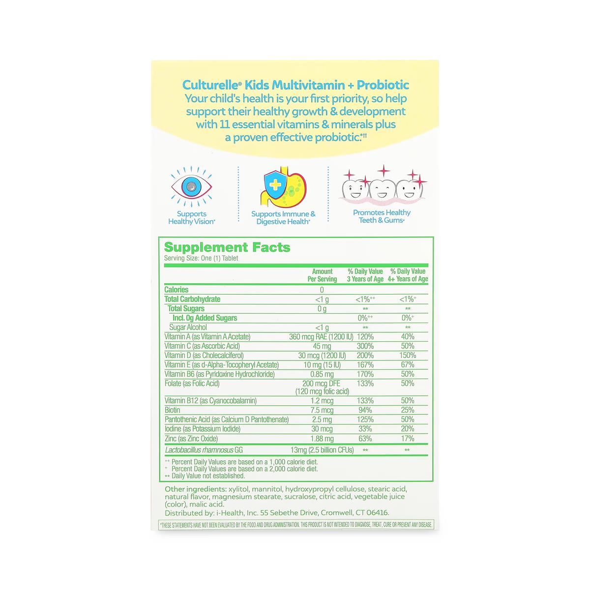 Culturelle Kids Multivitamin + Probiotic Chewable Tablets