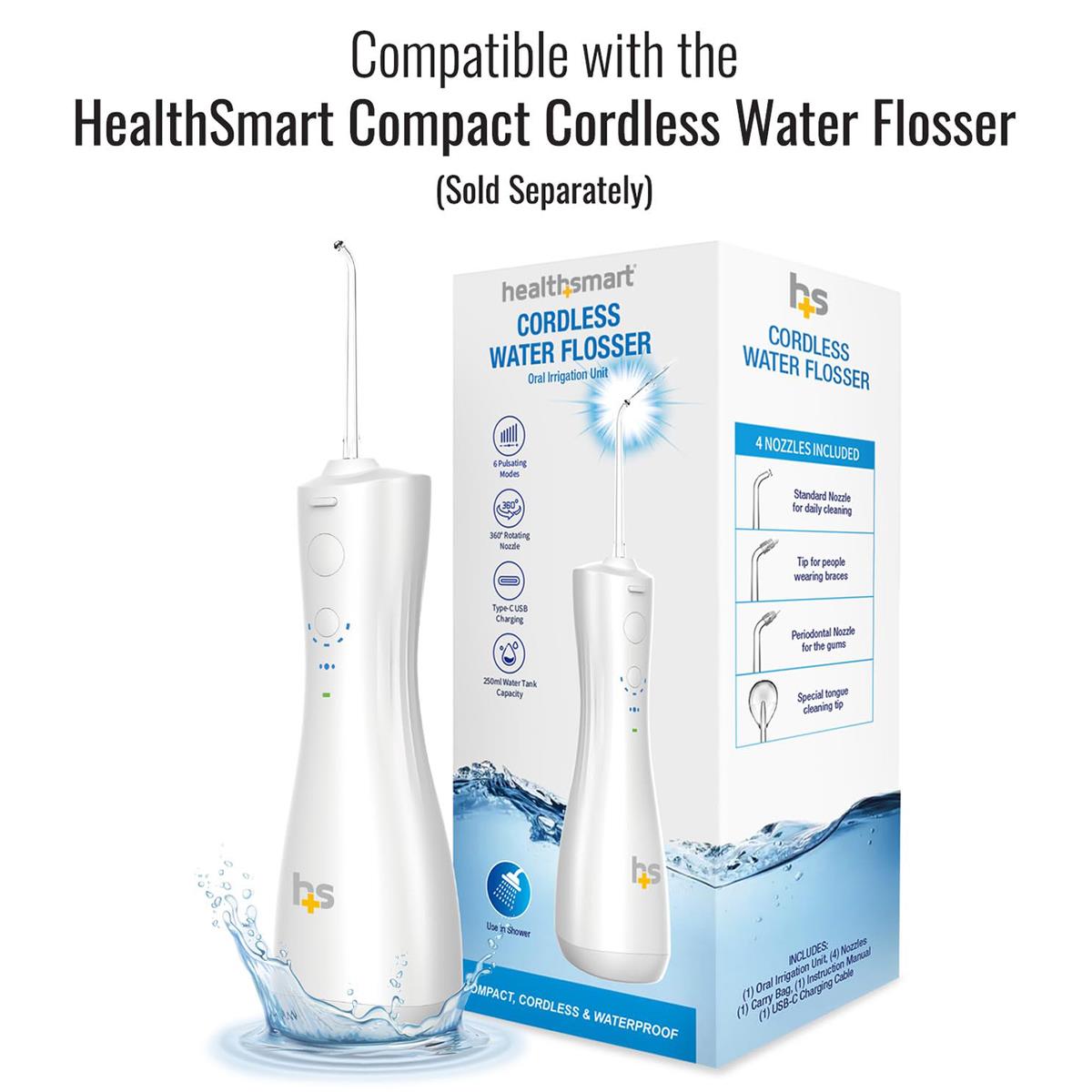 Cordless Water Flosser and Components