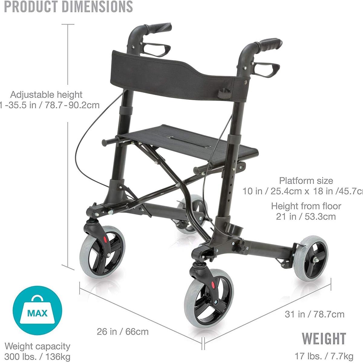 Gateway Aluminum Medical Rollator Walker - BeHope