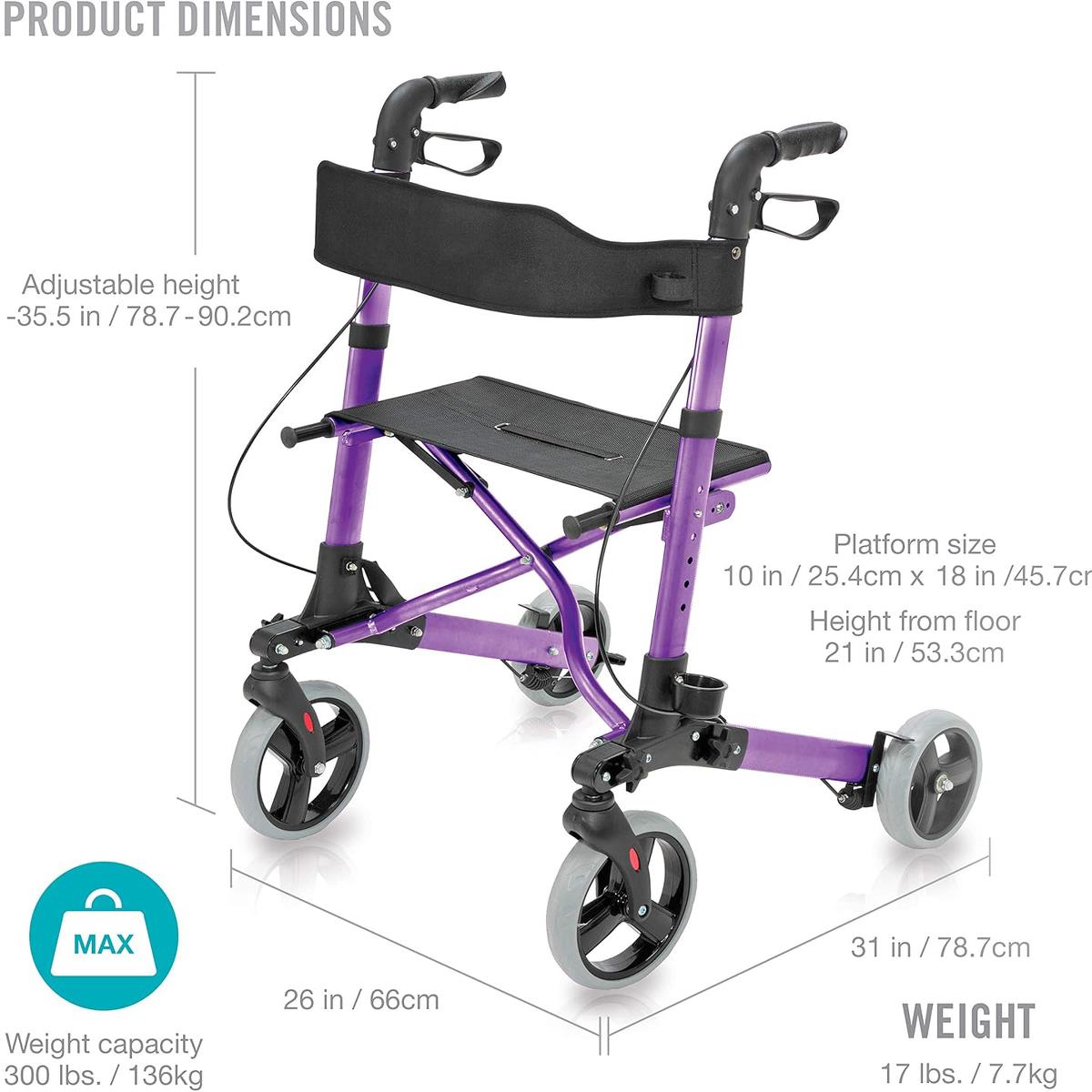 Gateway Aluminum Medical Rollator Walker - BeHope