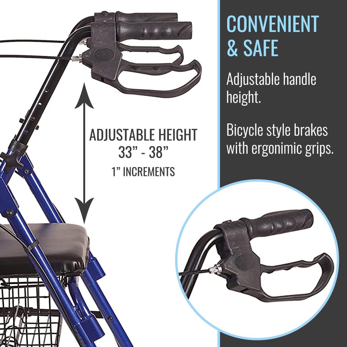 HealthSmart Folding Aluminum Rollator Walkers