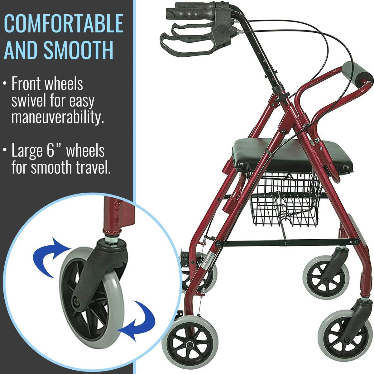 HealthSmart Folding Aluminum Rollator Walkers