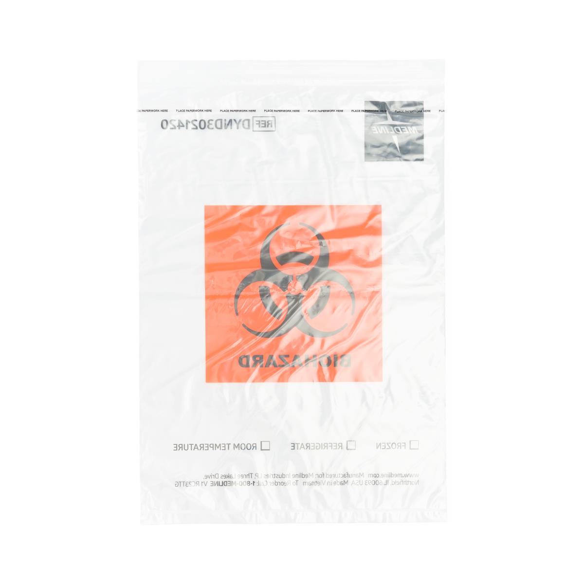 Medline Zip-Style Specimen Bags with Biohazard Symbol