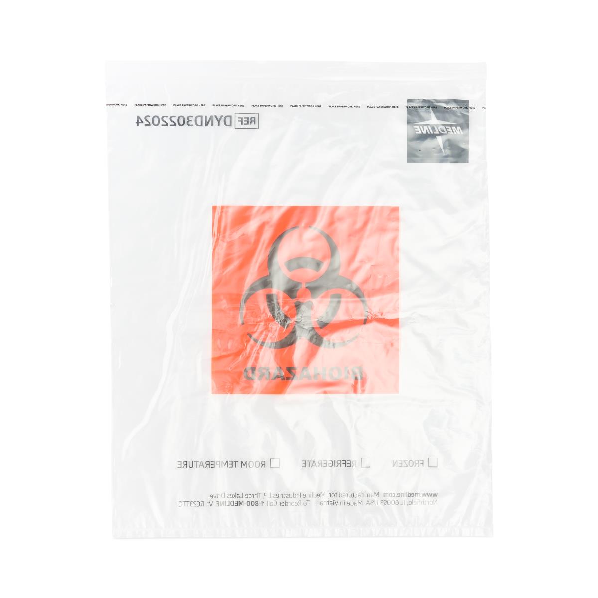 Medline Zip-Style Specimen Bags with Biohazard Symbol