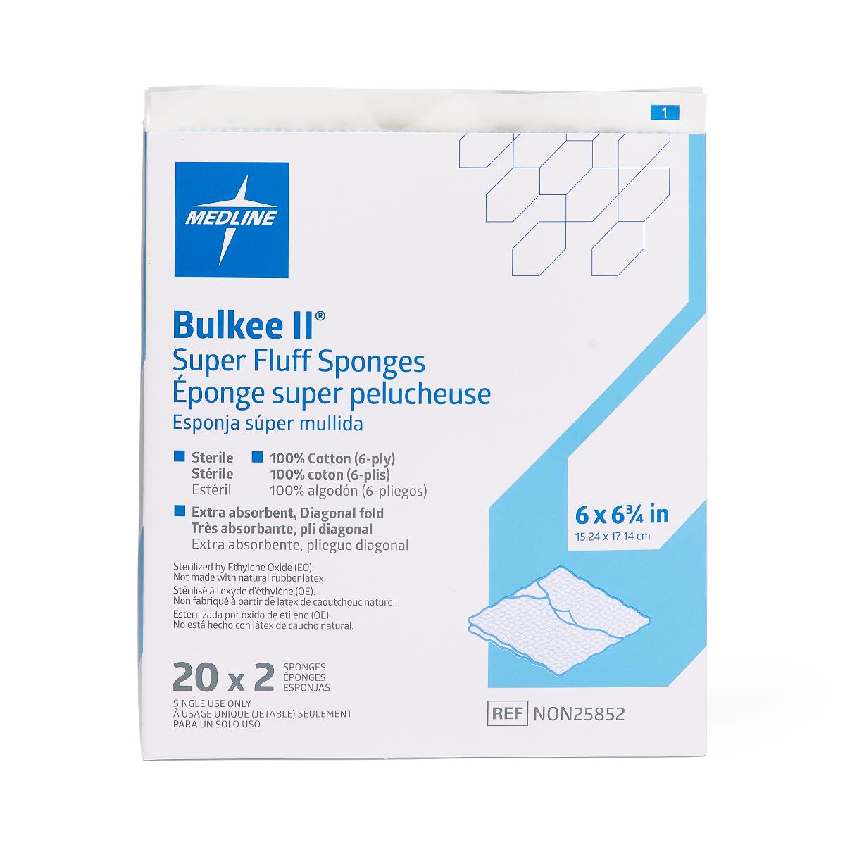 Bulkee II Sterile Extra Absorbent Super Fluff Sponge