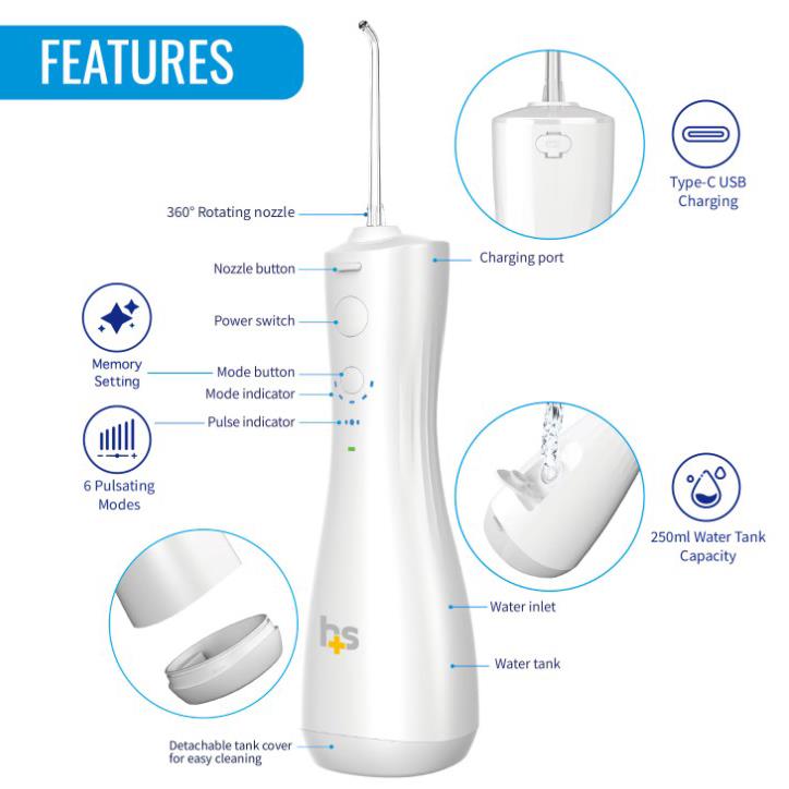 Cordless Water Flosser and Components